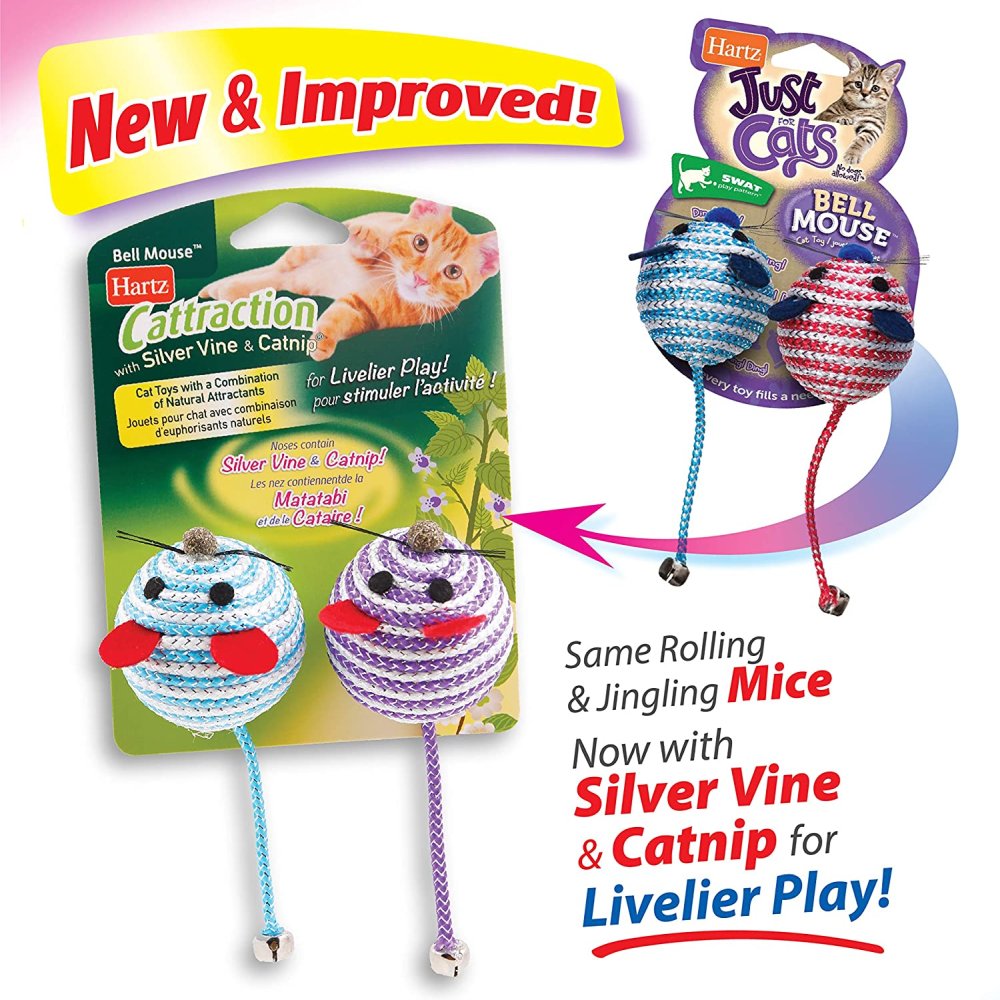 #5- Hartz Cattraction Cat Toys with Silver Vine and Catnip for Livelier Play for Cats and Kittens, Multiple Styles