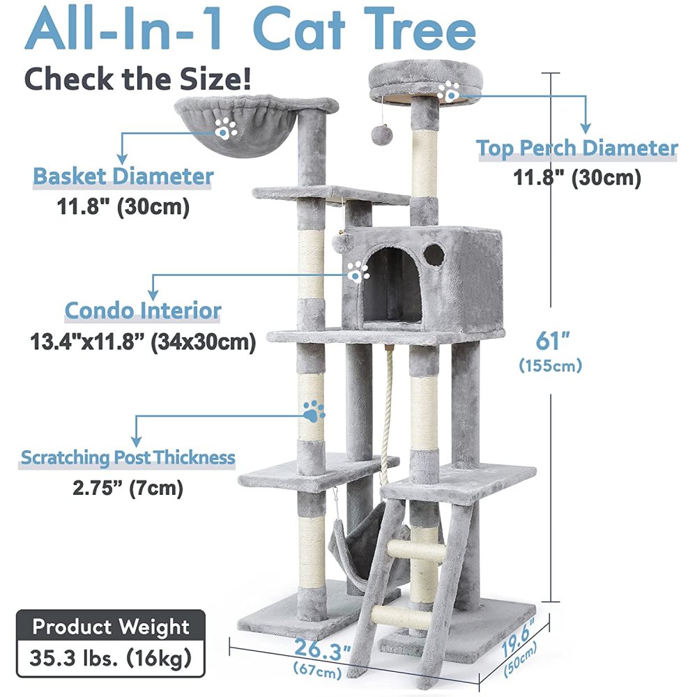 rabbitgoo Cat Tree Cat Tower 61" for Indoor Cats