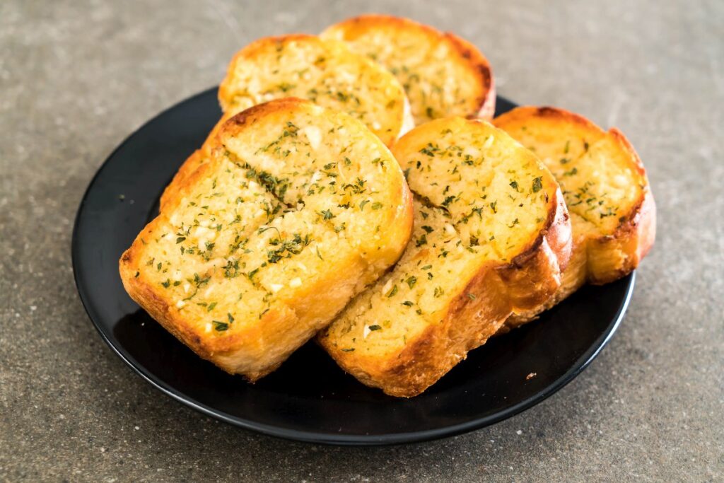 Garlic bread on a plate