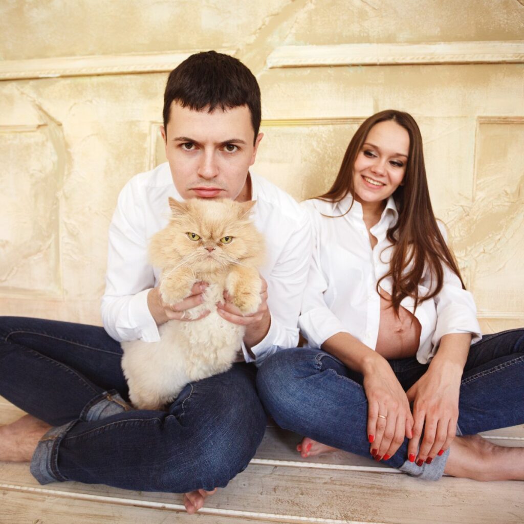 A couple and their beloved cat