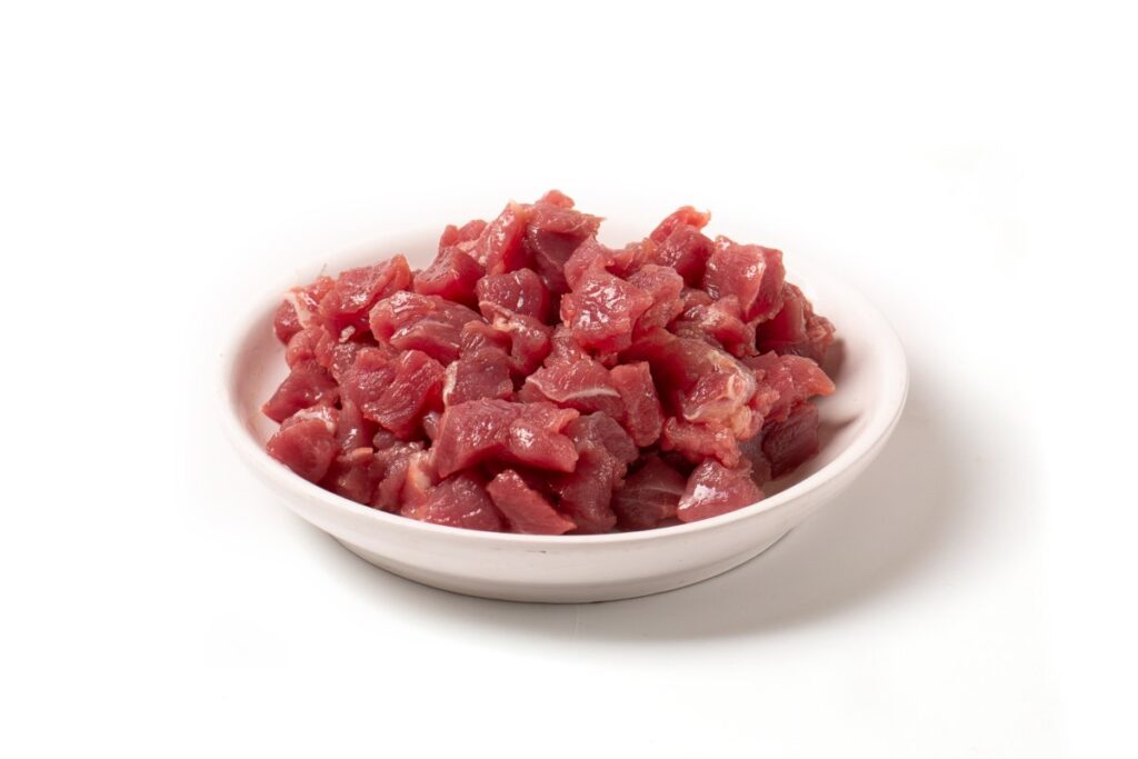 Diced raw meat for pets